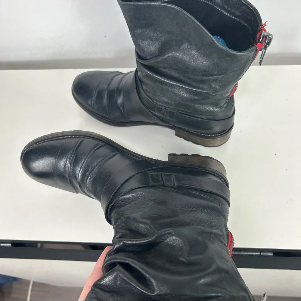 REMONTE black leather moto combat boots - Picture 8 of 11